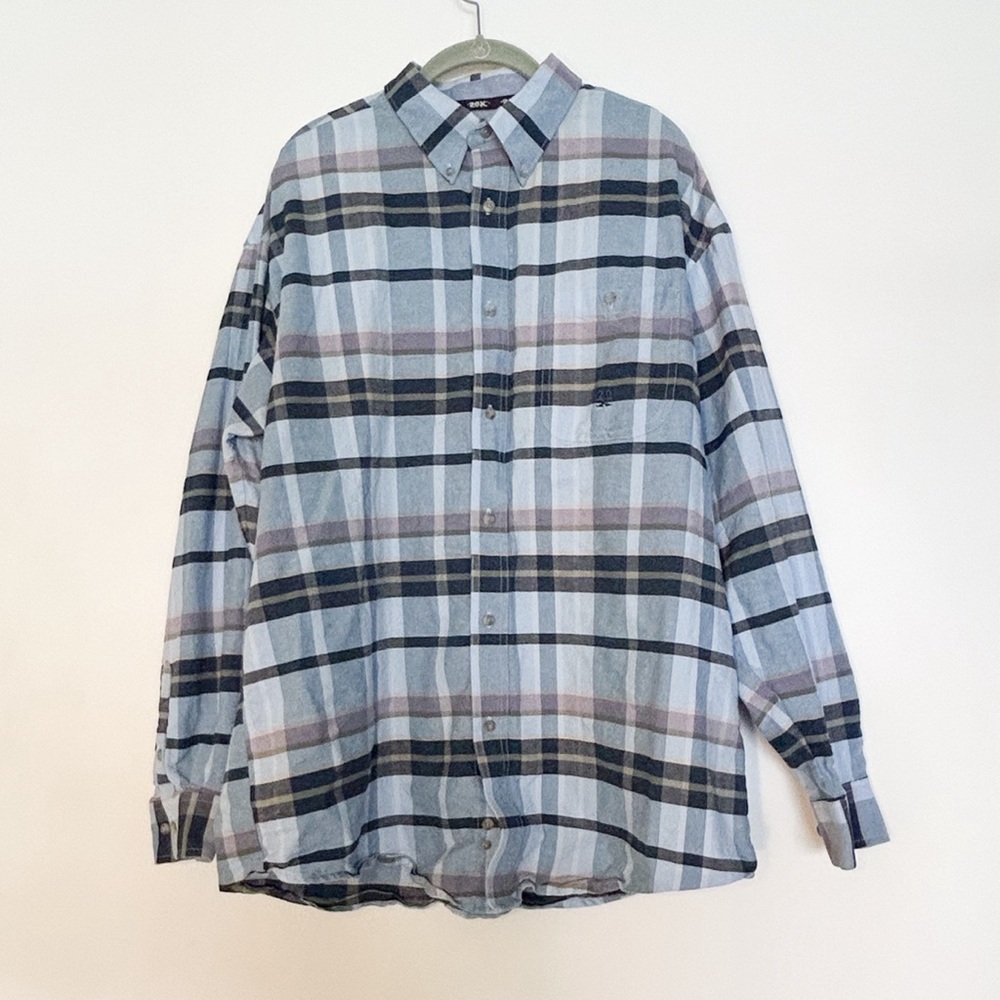 Wrangler blue plaid 20X button down long sleeve collar western shirt green navy - Picture 2 of 4